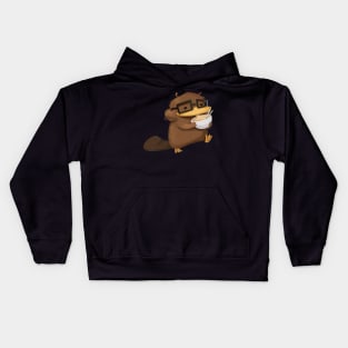 Nerdy Platypus Eating Ramen Noodles Kids Hoodie